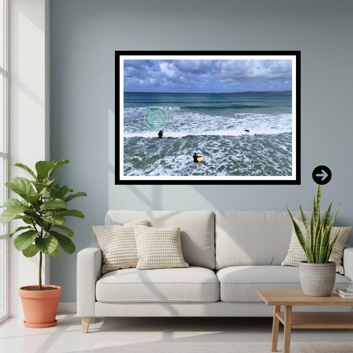 Cornwall Surf Print, Coastal Beach Photography, Ocean Wall Art, Wave Scene