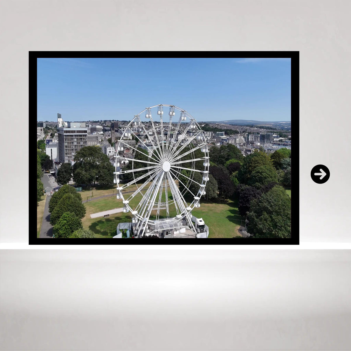 Plymouth Big Wheel Summer Print, Ferris Wheel City View, Plymouth Hoe, Funfair Art, Observation Wheel Wall Decor, A5 to A1 Sizes