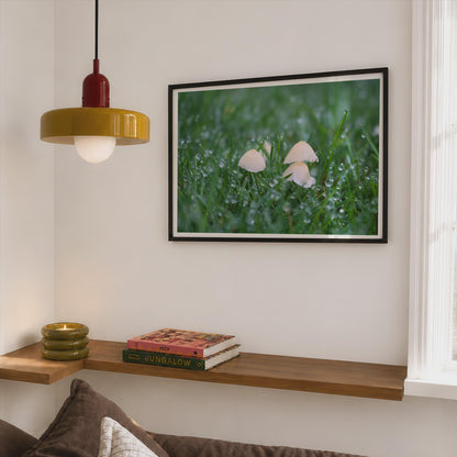 Tiny Mushroom Poster mockup - Corner Bedroom Mockup - Landscape