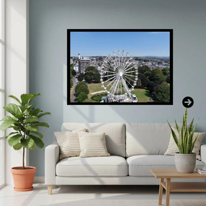 Plymouth Big Wheel Summer Print, Ferris Wheel City View, Plymouth Hoe, Funfair Art, Observation Wheel Wall Decor, A5 to A1 Sizes