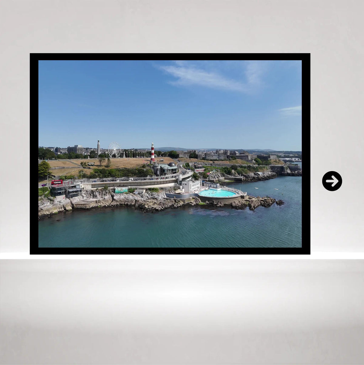 Plymouth Hoe Coastal View Art | Sir Francis Drake History | Maritime Heritage Print | Devon Landscape Poster in A5, A4, A3, A2, A1