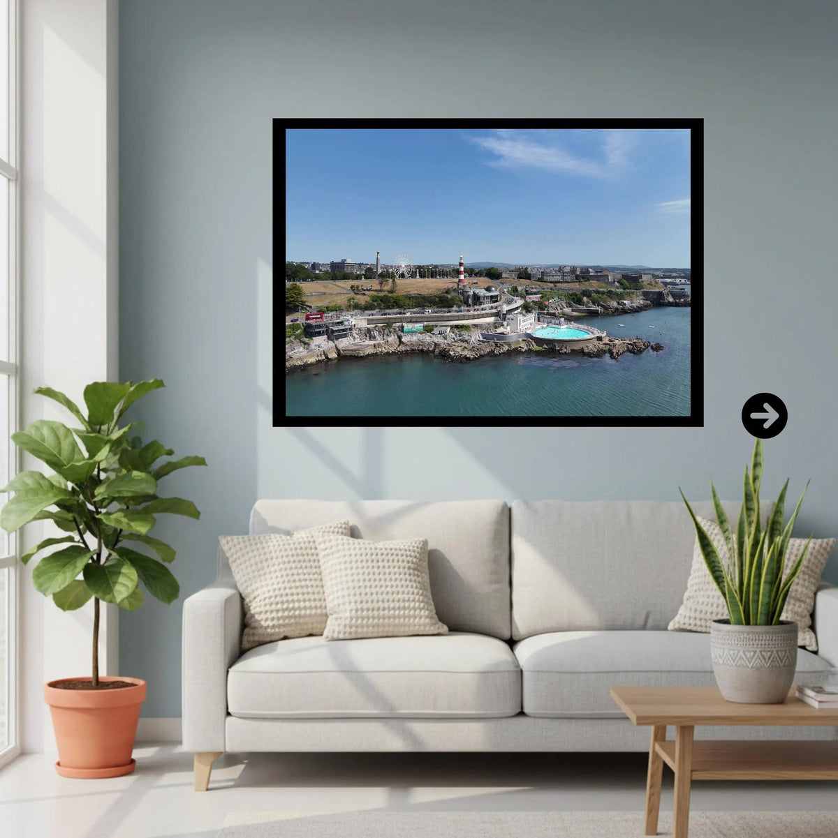 Plymouth Hoe Coastal View Art | Sir Francis Drake History | Maritime Heritage Print | Devon Landscape Poster in A5, A4, A3, A2, A1