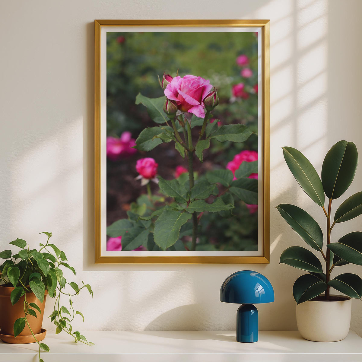 Pink Rose Bud Photograph, Garden Rose Poster, Floral Wall Art, Botanical Print, Rose Photography, Nature Lover Gift, Living Room Decor