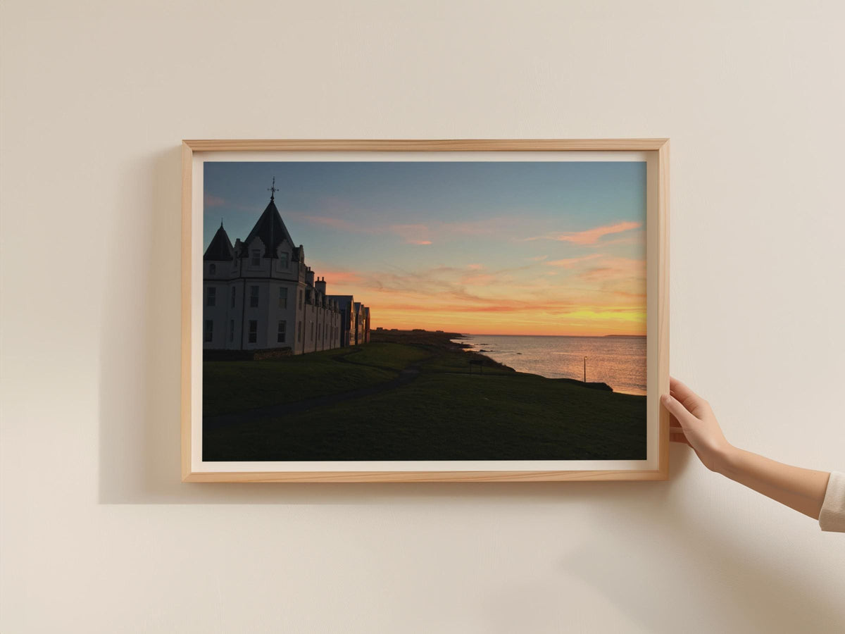 John O'Groats Sunset Poster, Scottish Highlands Coastal Framed-Print, Scotland Landscape Wall Art, Dawn Dusk Sky Photography Print