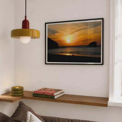Coastal Sunset Poster mockup - Corner Bedroom Mockup - Landscape