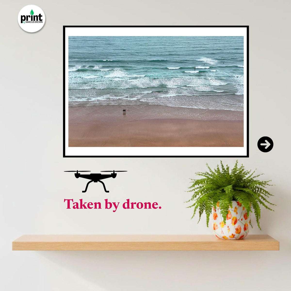 Croyde Beach Aerial Print | North Devon Surf Photography | Coastal Landscape Wall Art