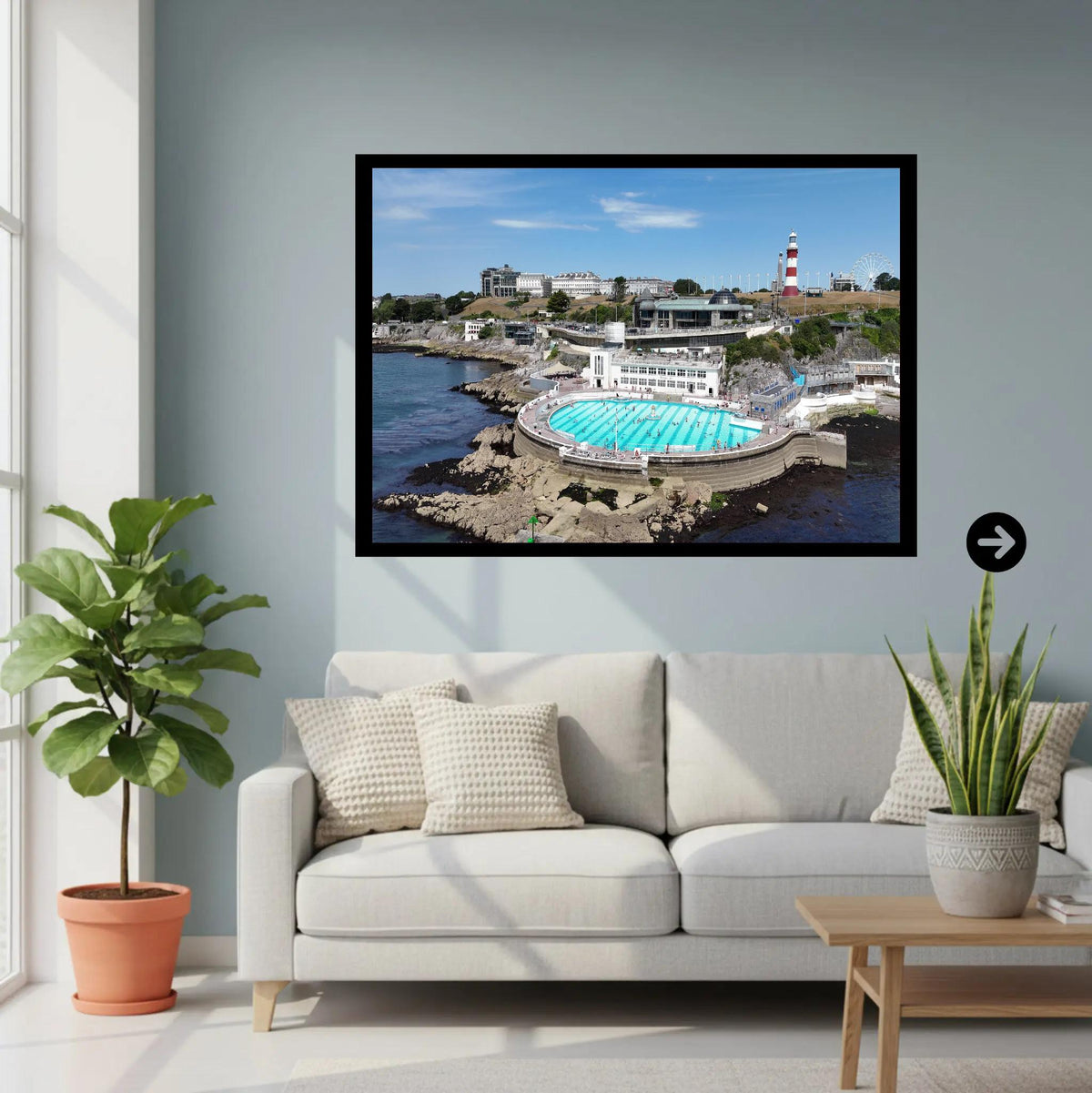 Tinside Lido Art Deco Poster | Coastal Photography of 1935 Outdoor Pool in Plymouth Seafront | Framed or Print Only Options