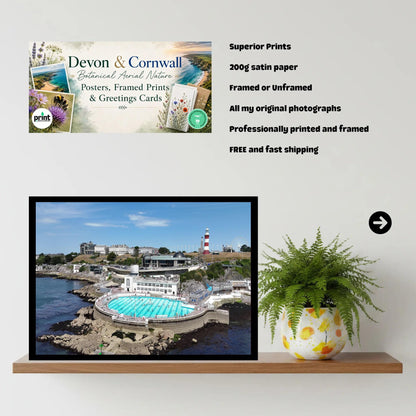 Tinside Lido Art Deco Poster | Coastal Photography of 1935 Outdoor Pool in Plymouth Seafront | Framed or Print Only Options