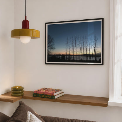 Dawn Dusk Landscape Poster mockup - Corner Bedroom Mockup - Landscape