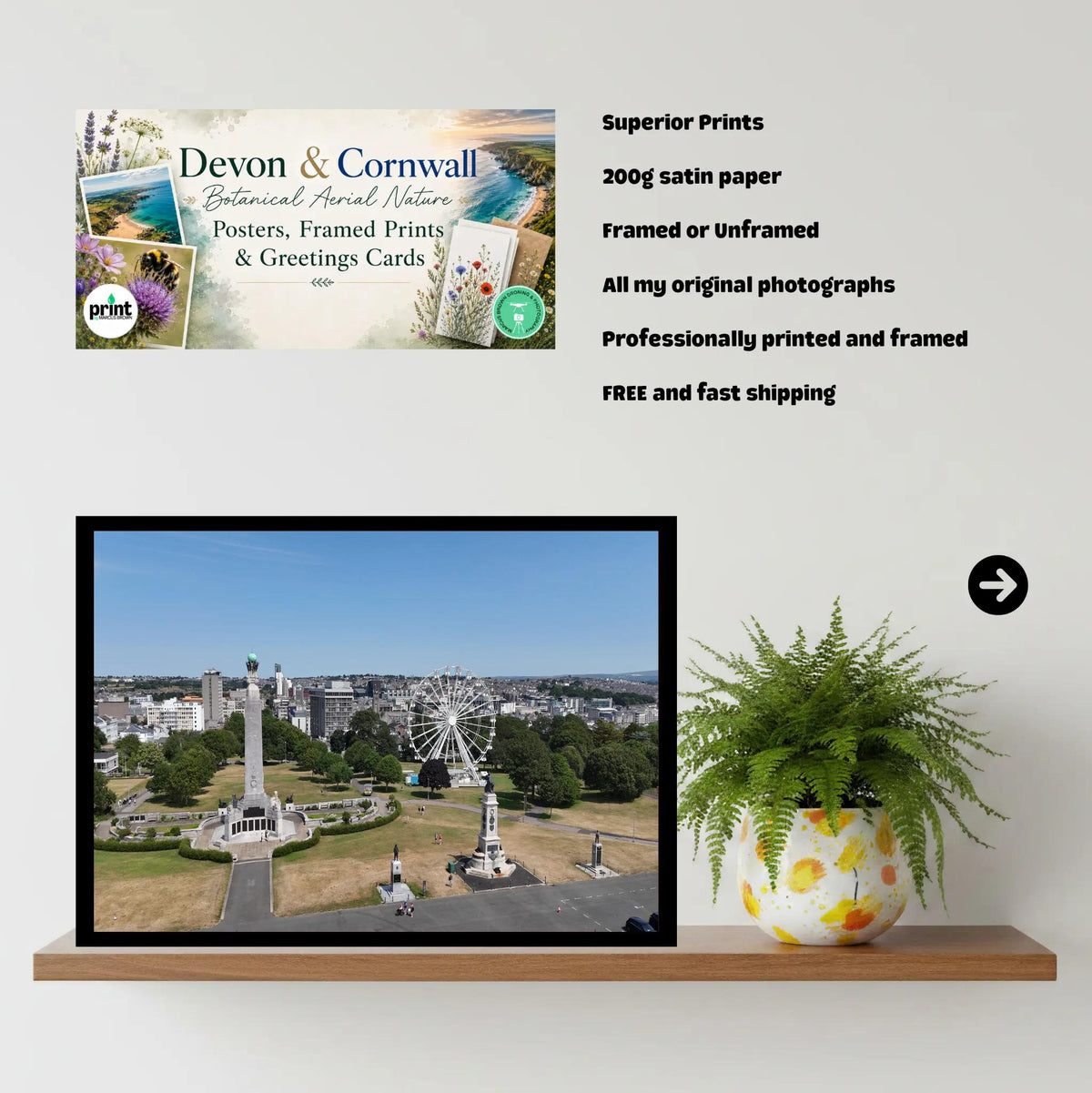 Plymouth Naval Memorial Obelisk | War Memorial Art | Plymouth Hoe Landmark | Remembrance Decor | Royal Navy Tribute | Framed or print only
