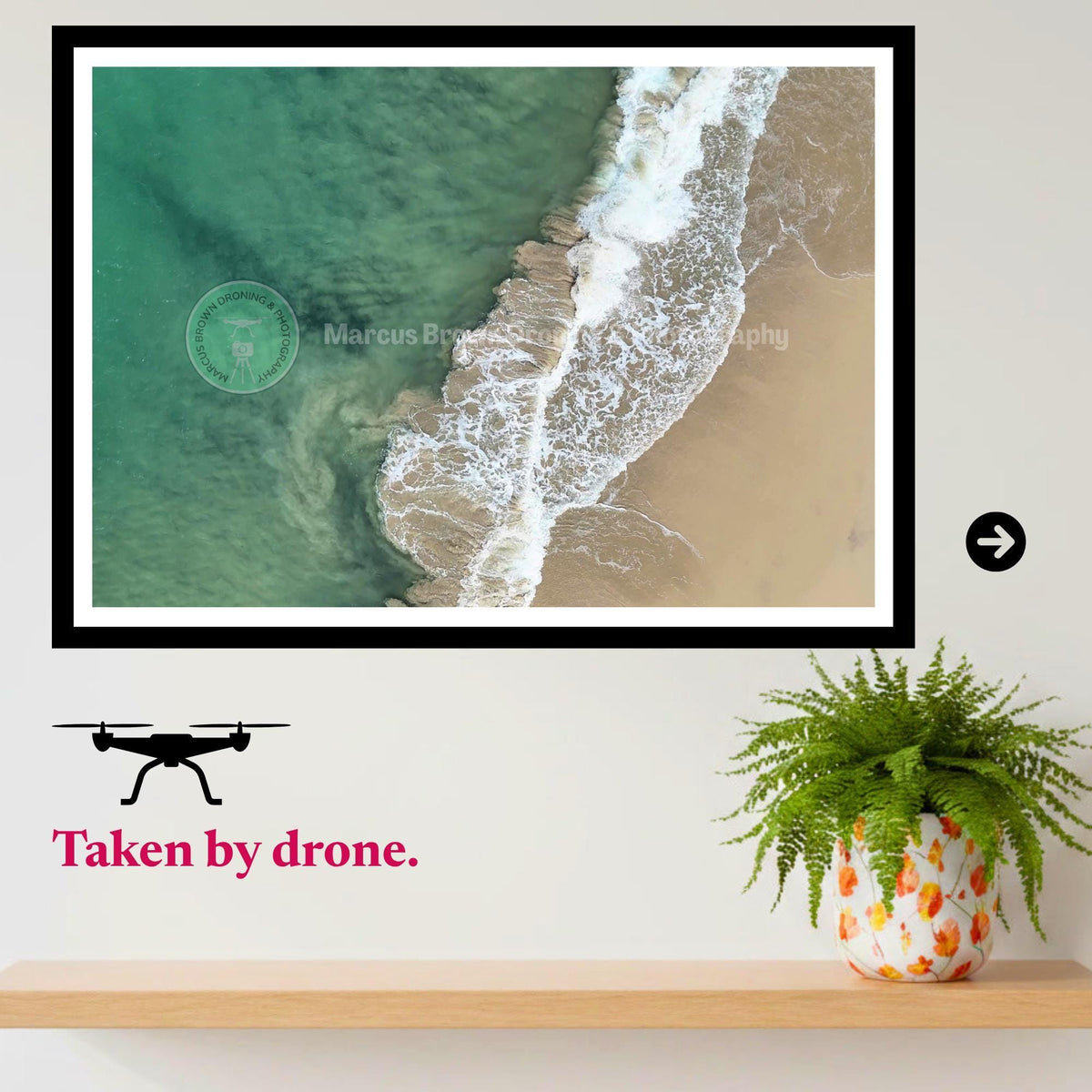 Ocean Abstract Print, Aerial Beach Photography, Coastal Wall Art, Turquoise Waves