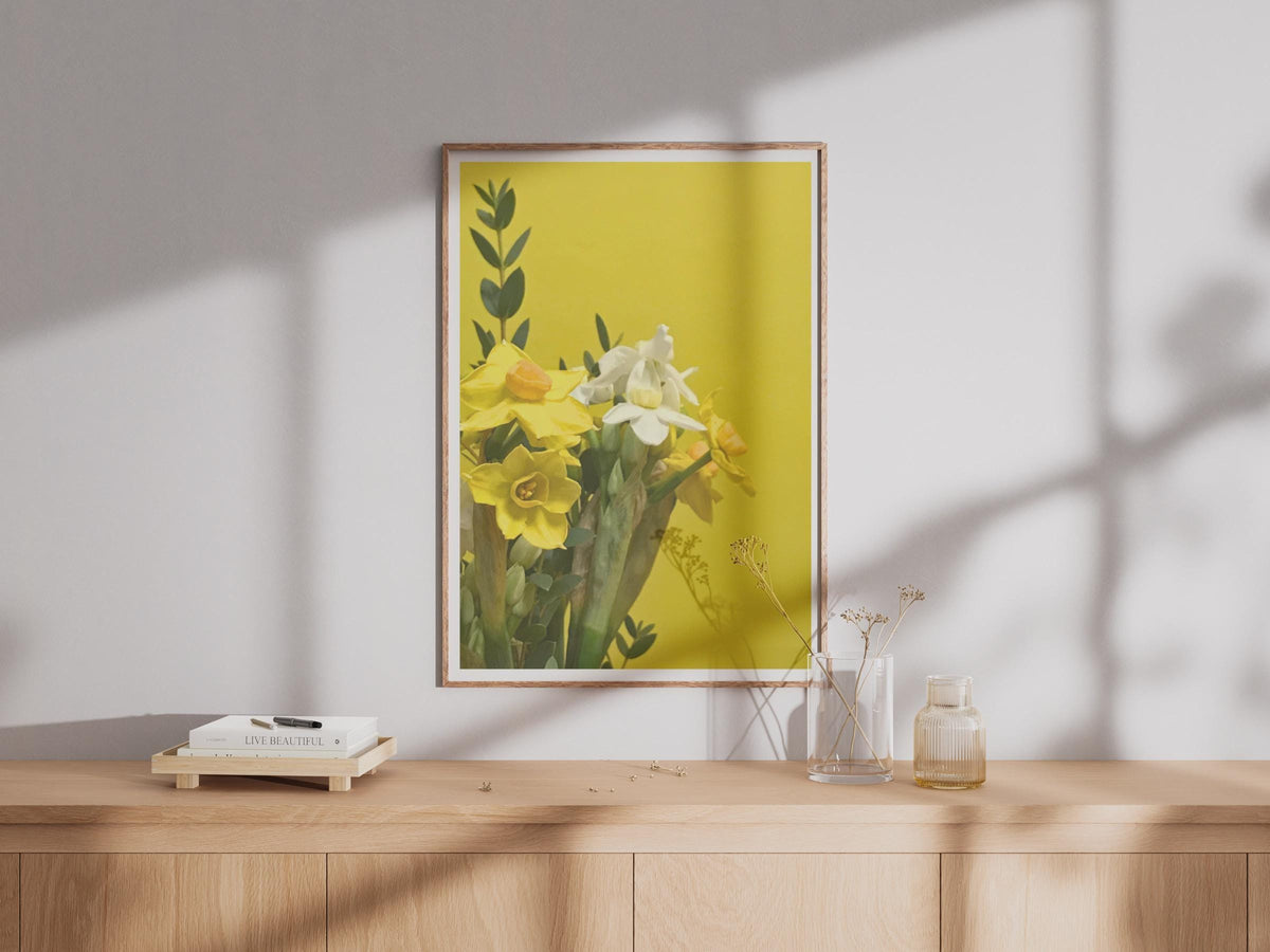 Daffodil Poster, Yellow Spring Flower Wall Art, Narcissus Print, Floral Photography, Bright Yellow Home Decor, Spring Botanical Poster