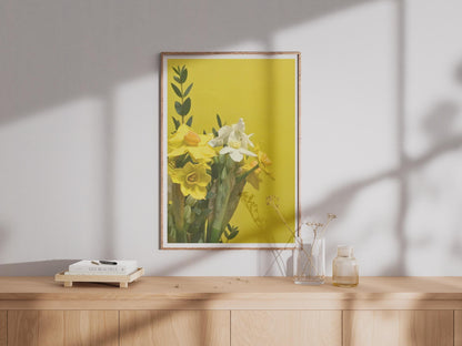 Daffodil Poster, Yellow Spring Flower Wall Art, Narcissus Print, Floral Photography, Bright Yellow Home Decor, Spring Botanical Poster