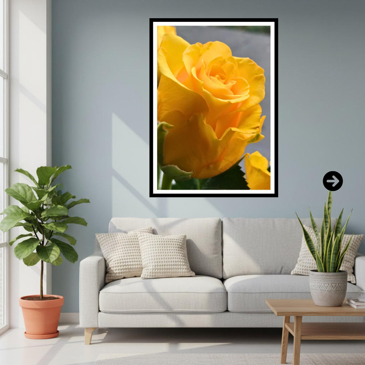 Yellow Rose Print: Botanical Fine Art Floral Decor Poster