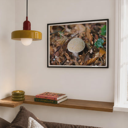 Woodland Fungi Poster mockup - Corner Bedroom Mockup - Landscape