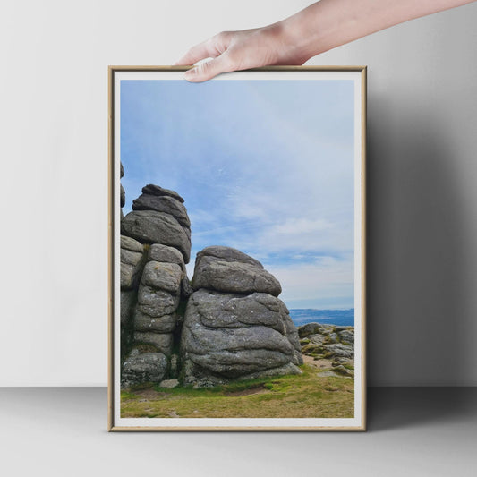 Dartmoor Granite Tor Wall Art, Devon Landscape Photography Poster, Moorland Rock Formation Print, British Countryside Decor