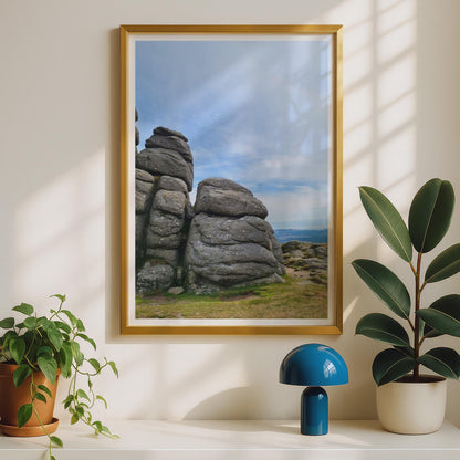 Dartmoor Granite Tor Wall Art, Devon Landscape Photography Poster, Moorland Rock Formation Print, British Countryside Decor