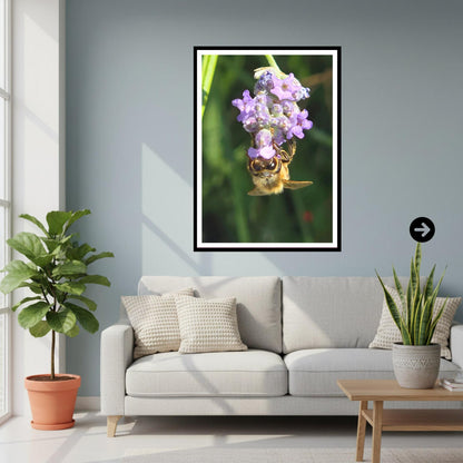 Honeybee Clinging to Lavender Print | Nature Photography, Wildlife Art, Pollinator Decor, Summer Garden, Archival Paper, Gift Nature Lovers