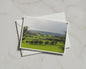 Rolling Green Countryside Landscape Poster, British Rural Scenery Framed-Print, Trees and Fields Wall Art, Autumn Farmland Nature Print