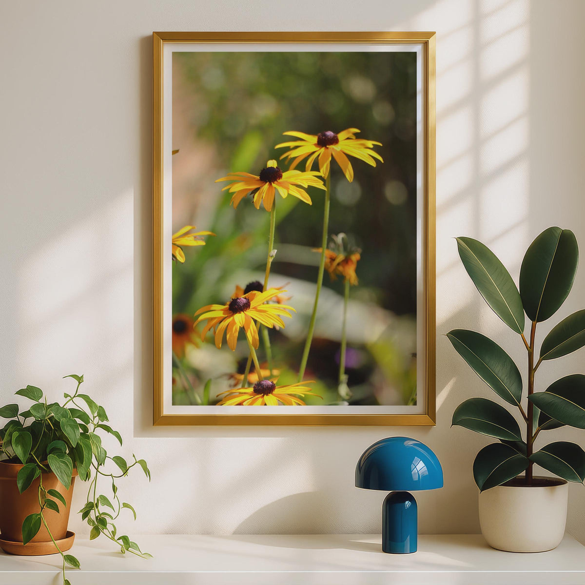 Black Eyed Susan Flower Poster, Yellow Rudbeckia Wall Art, Botanical Garden Print, Summer Floral Photography, Nature Lover Gift
