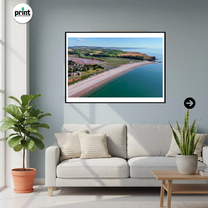 Budleigh Salterton Drone Photograph, Devon Coastal Wall Art, Jurassic Coast Print