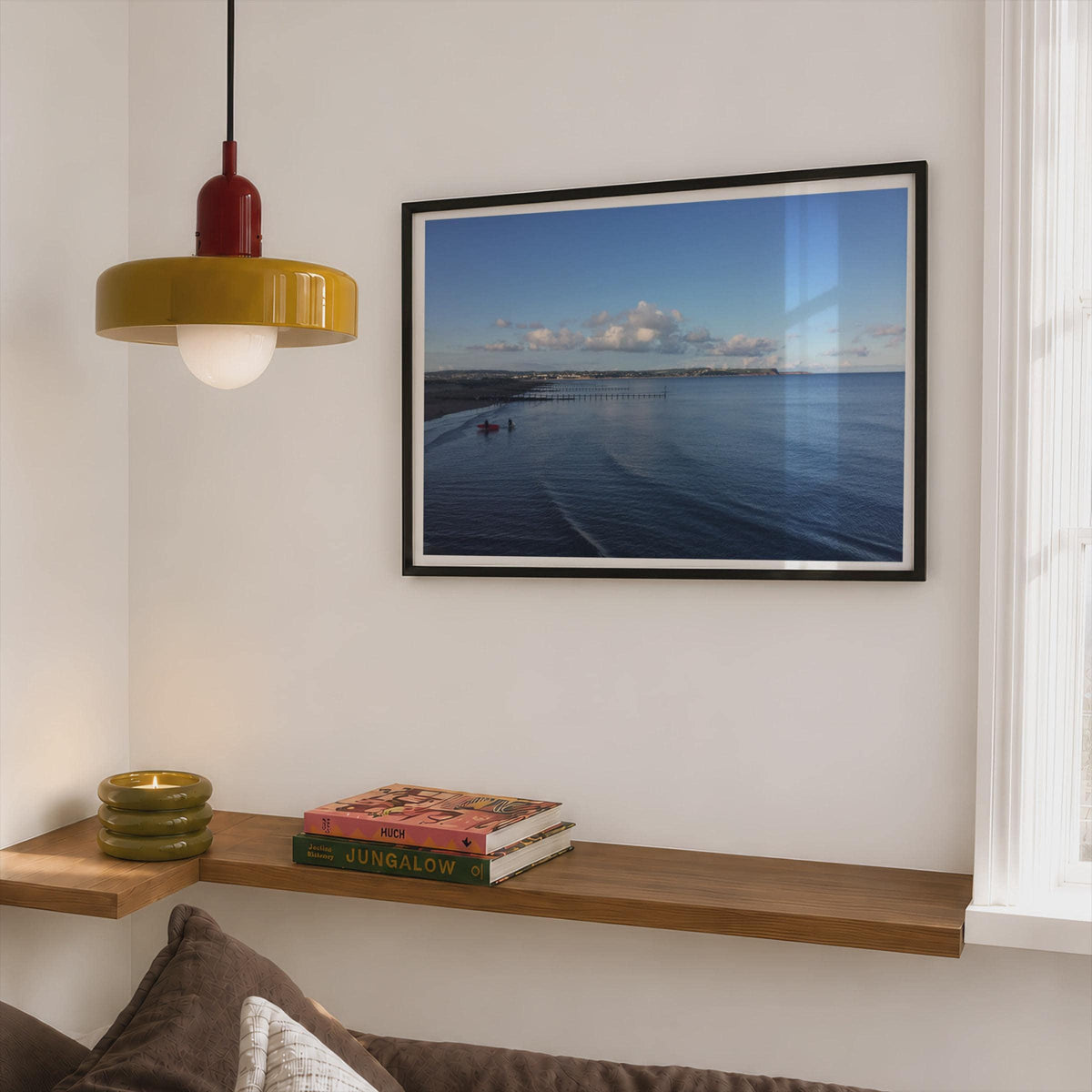 Dawlish Warren Beach Poster, Devon Coastal Framed-Print, Blue Sea Surfers Wall Art, South West England Seaside Print, Exmouth Bay