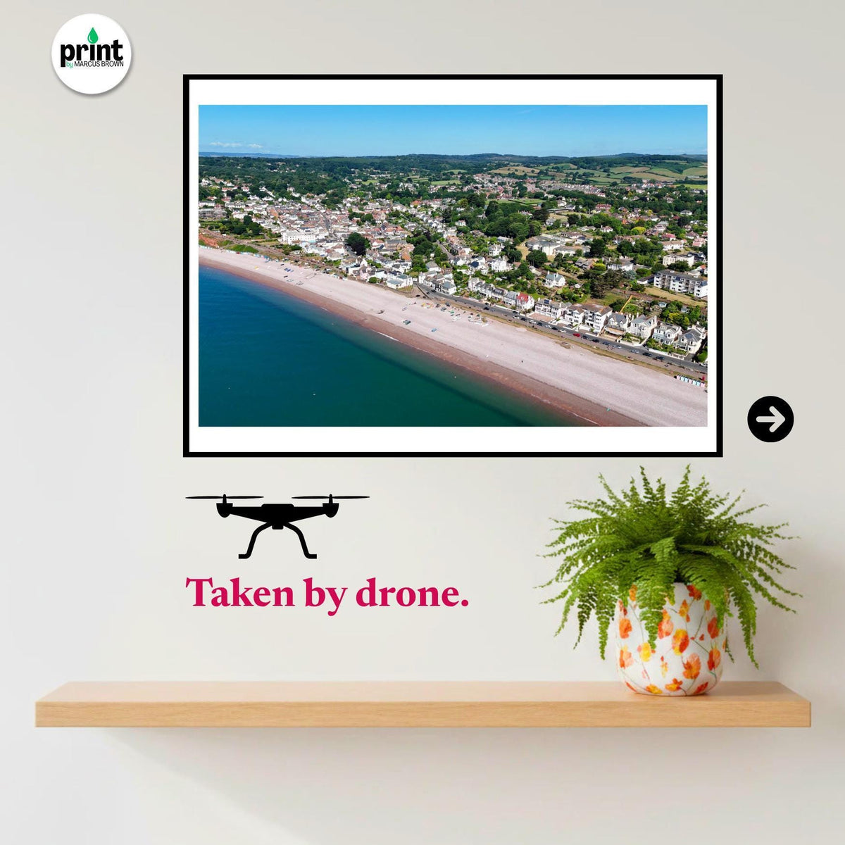 Budleigh Salterton Drone Photograph, Devon Coastal Wall Art, Jurassic Coast Print