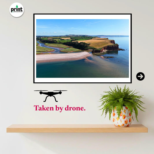 Aerial River Otter Estuary Print, Budleigh Salterton Coastal Landscape Photography
