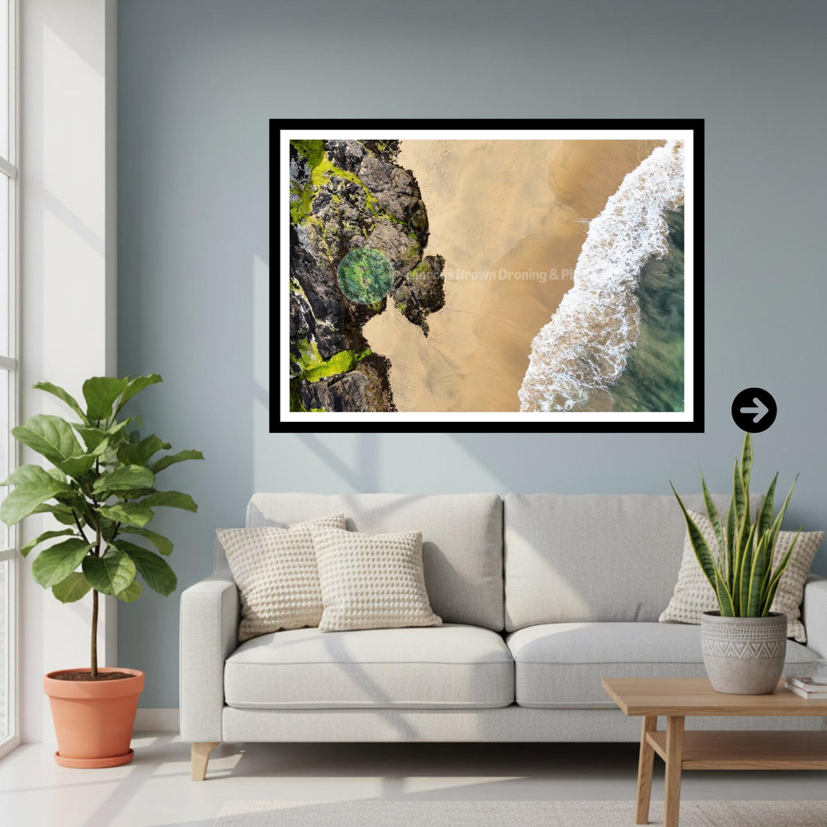 Coastal Abstract Print, Ocean Wave Wall Art, Aerial Beach Photography