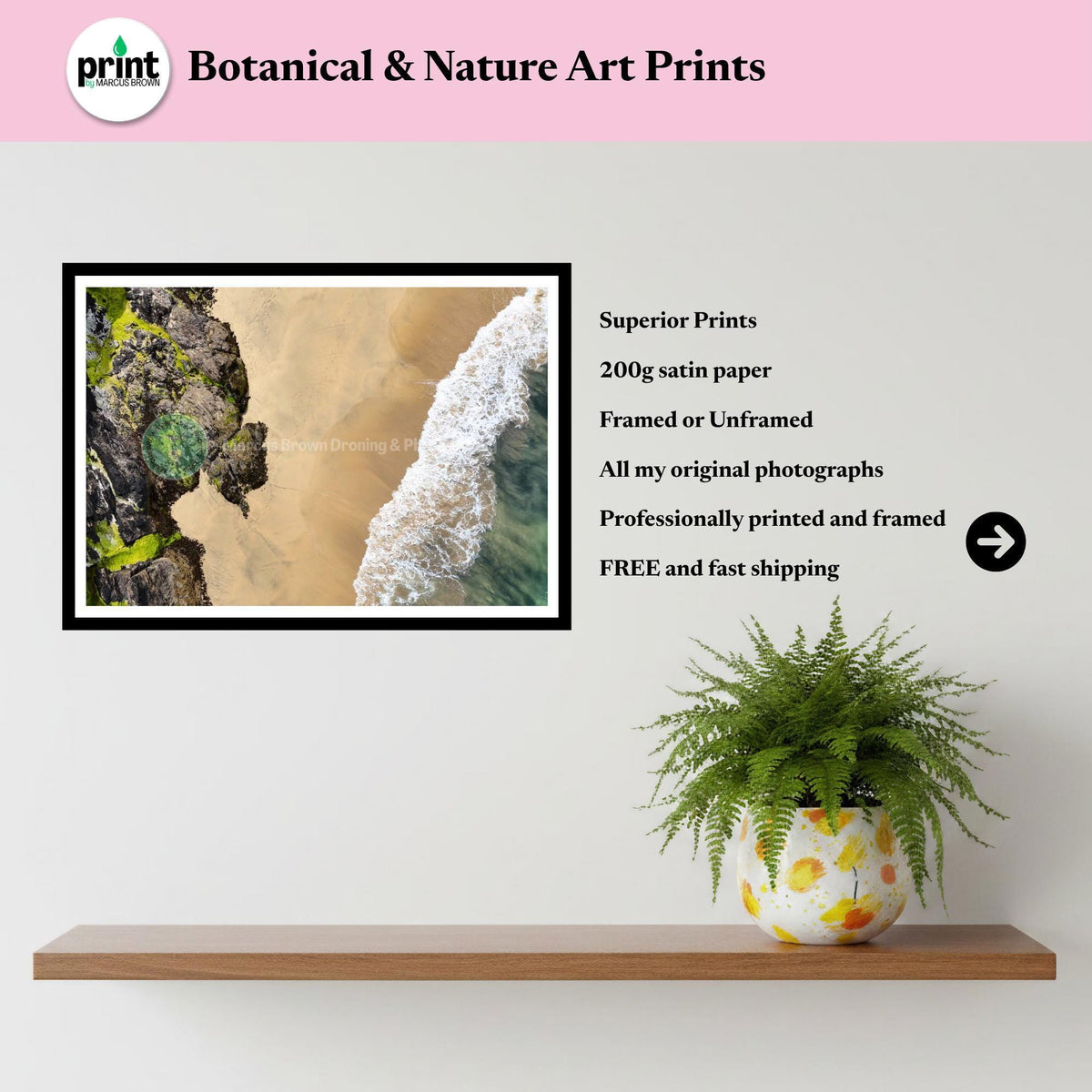 Coastal Abstract Print, Ocean Wave Wall Art, Aerial Beach Photography