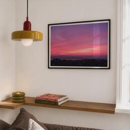 Sunset Landscape Poster mockup - Corner Bedroom Mockup - Landscape