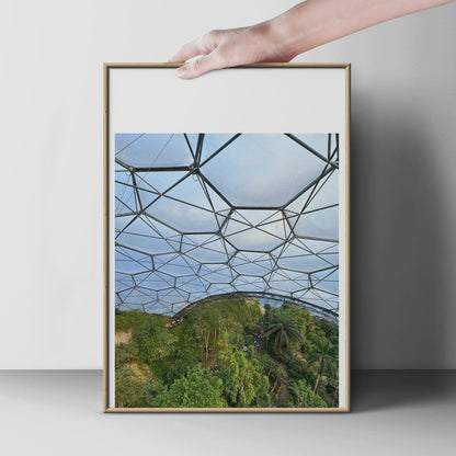 Eden Project Biome Poster, Cornwall Rainforest Dome Wall Art, Geodesic Structure Print, Tropical Greenhouse Photography, Cornwall Gift