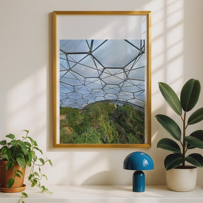 Eden Project Biome Poster, Cornwall Rainforest Dome Wall Art, Geodesic Structure Print, Tropical Greenhouse Photography, Cornwall Gift