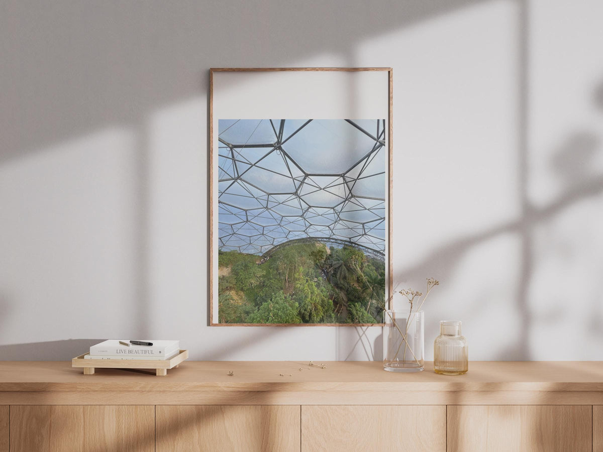 Eden Project Biome Poster, Cornwall Rainforest Dome Wall Art, Geodesic Structure Print, Tropical Greenhouse Photography, Cornwall Gift