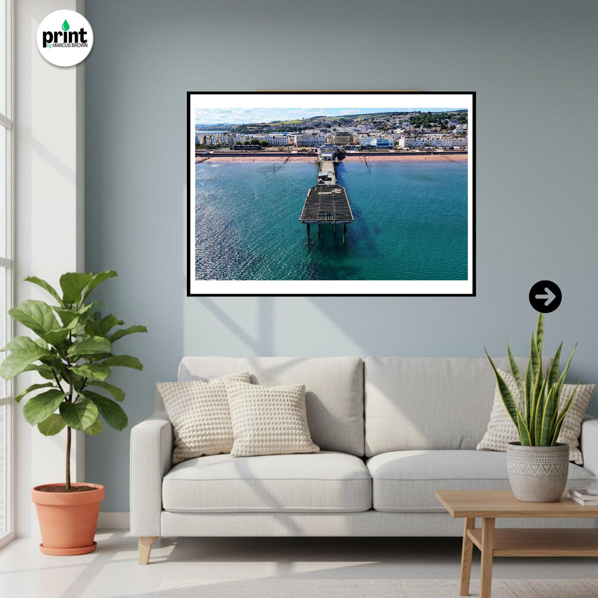Teignmouth Pier Aerial Print | Historic Devon Coastal Landscape Photography
