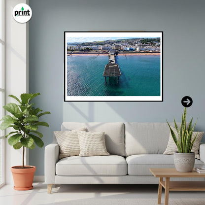 Teignmouth Pier Aerial Print | Historic Devon Coastal Landscape Photography