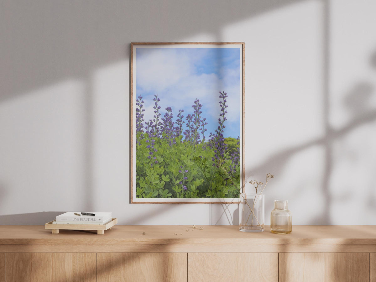 Purple Lupin Flower Poster, Blue Wild Lupin Garden Print, Botanical Wall Art, Floral Nature Photography, Summer Garden Decor