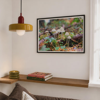Woodland Fungi Poster mockup - Corner Bedroom Mockup - Landscape