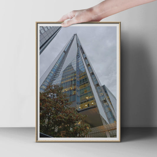 The Shard London Poster, Glass Skyscraper Architecture Print, London Wall Art, City Skyline Photo, Modern Building, Urban Travel Gift