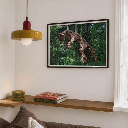 Leaping Fox Wood Sculpture Poster - image 2