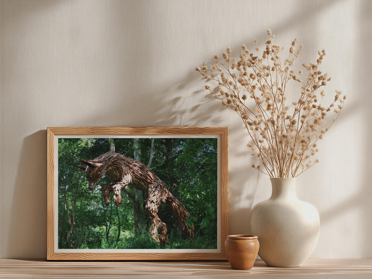 Leaping Fox Wood Sculpture Poster - image 3