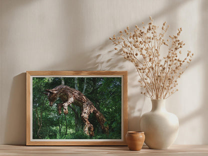 Leaping Fox Wood Sculpture Poster - image 3