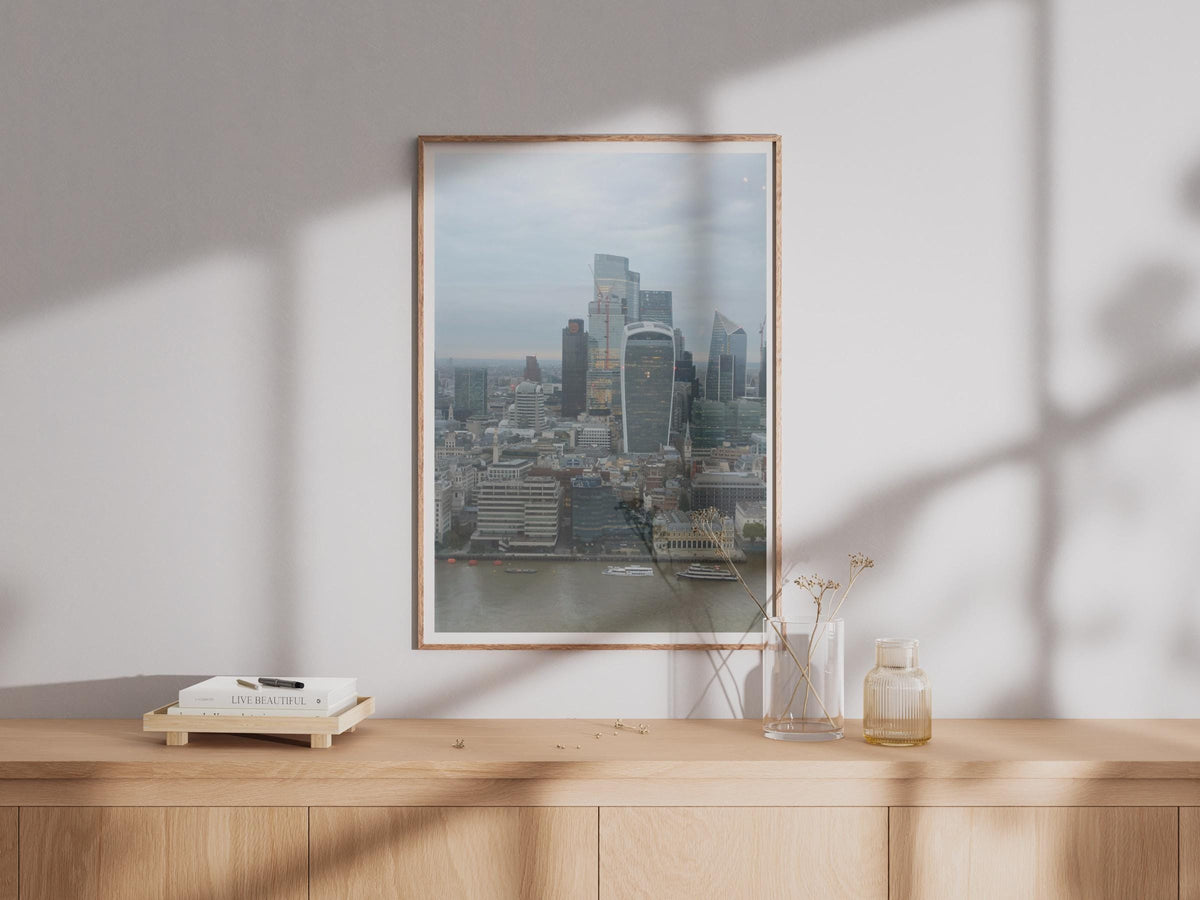 City of London Skyline Poster, Walkie Talkie Building Wall Art, River Thames Print, London Photography, Modern UK City Decor