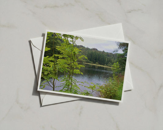 Lake District Trees Landscape Poster, Woodland Lake Framed-Print, Green Forest Water Reflection Wall Art, British Nature Photography Print