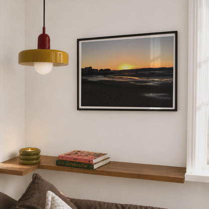Estuary Sunset Landscape Poster mockup - Corner Bedroom Mockup - Landscape