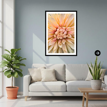 Cream Dahlia Macro Print | Soft Pastel Floral Botanical Wall Art