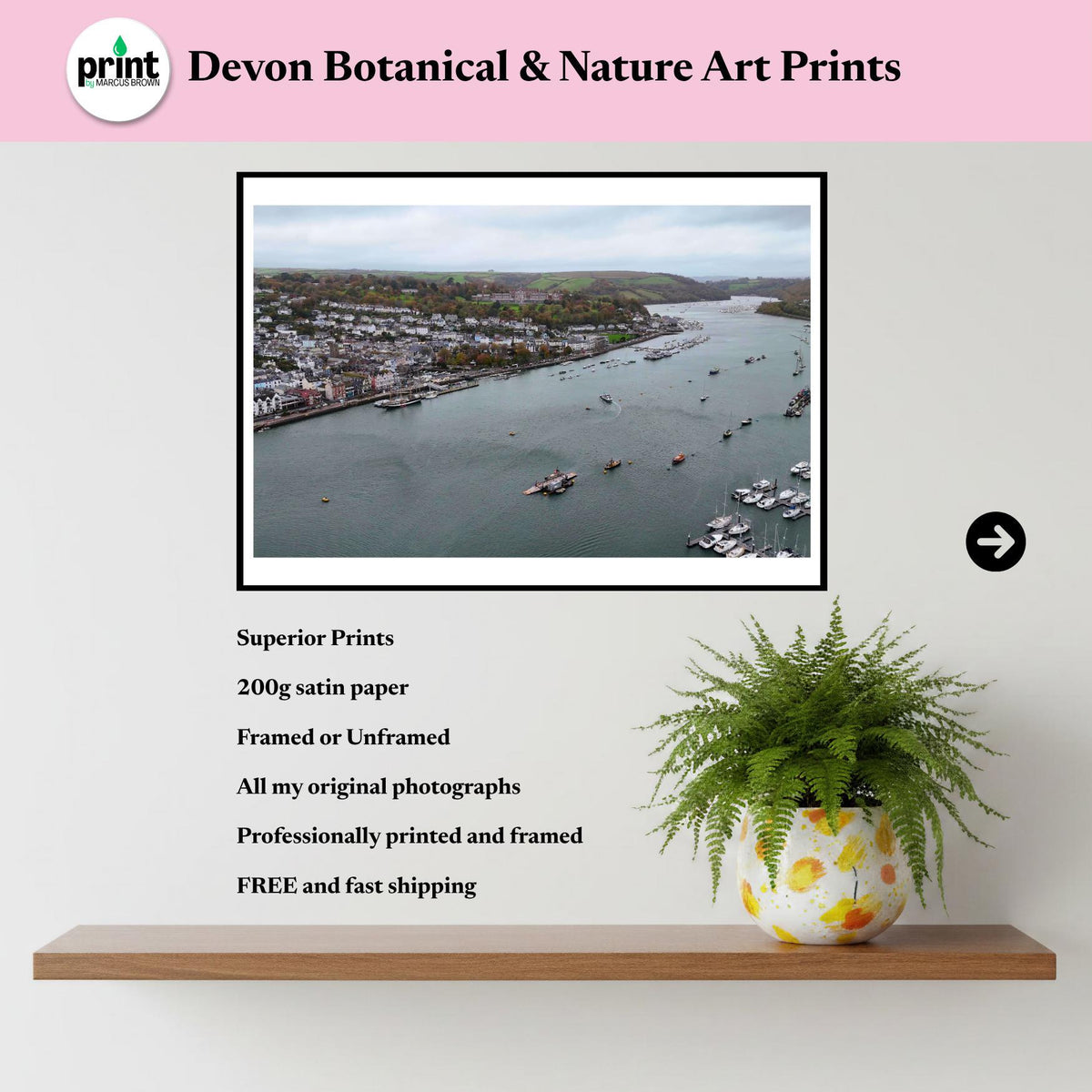 Dartmouth Drone Photograph, River Dart Wall Art, Devon Harbour Print