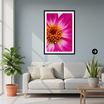 Pink Dahlia Macro Print | Vibrant Botanical Wall Art, Cottagecore Decor
