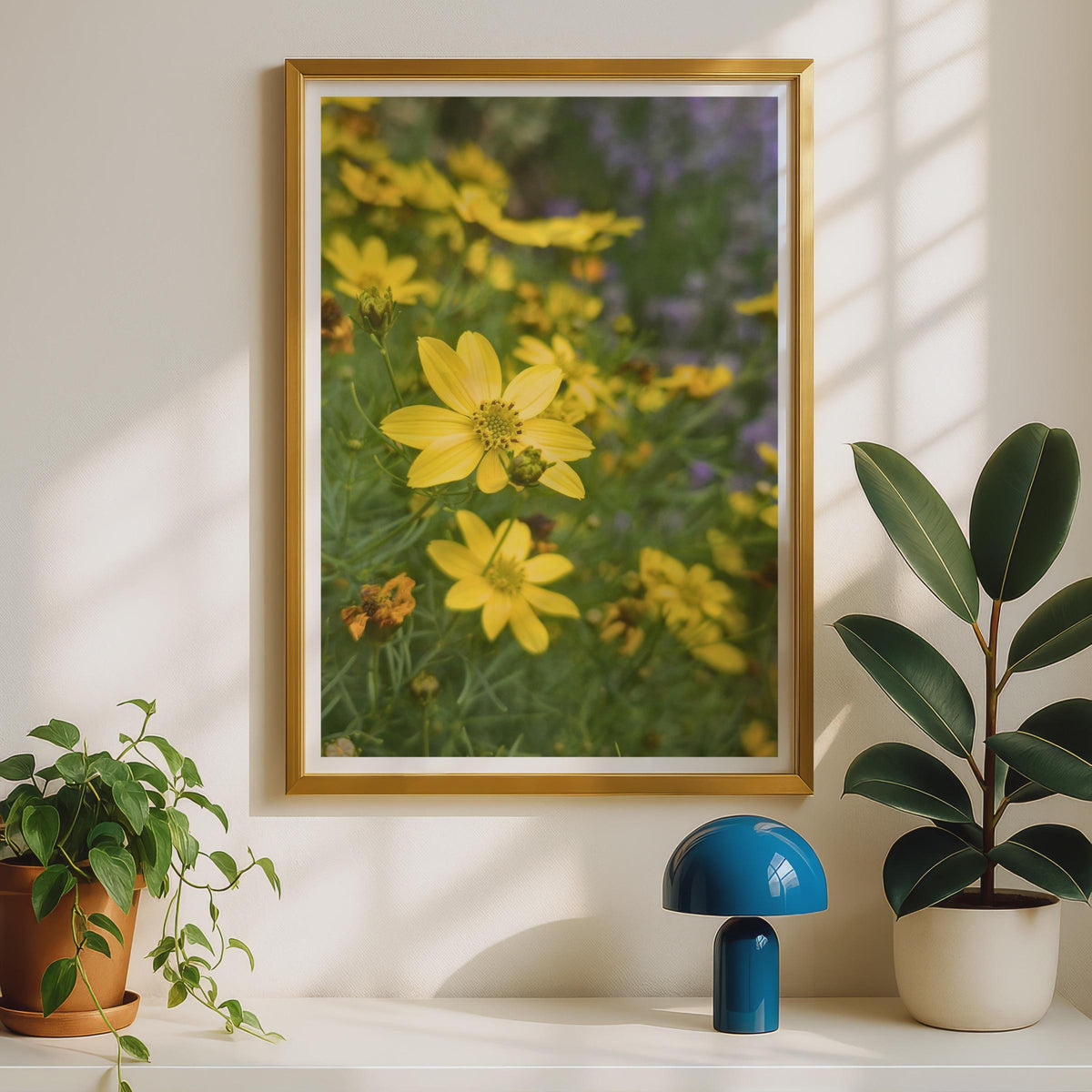 Yellow Coreopsis Flower Poster, Botanical Garden Wall Art, Bright Floral Photography Print, Summer Garden Decor, Nature Photo Print