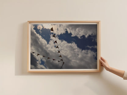 Budleigh Salterton Bunting Sky Poster, Coastal Devon Framed-Print, Dramatic Cloud Photography, Seaside Wall Art